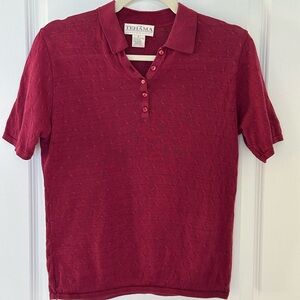 Vintage Tehama Nancy Haley Women's Maroon Polo Sweater